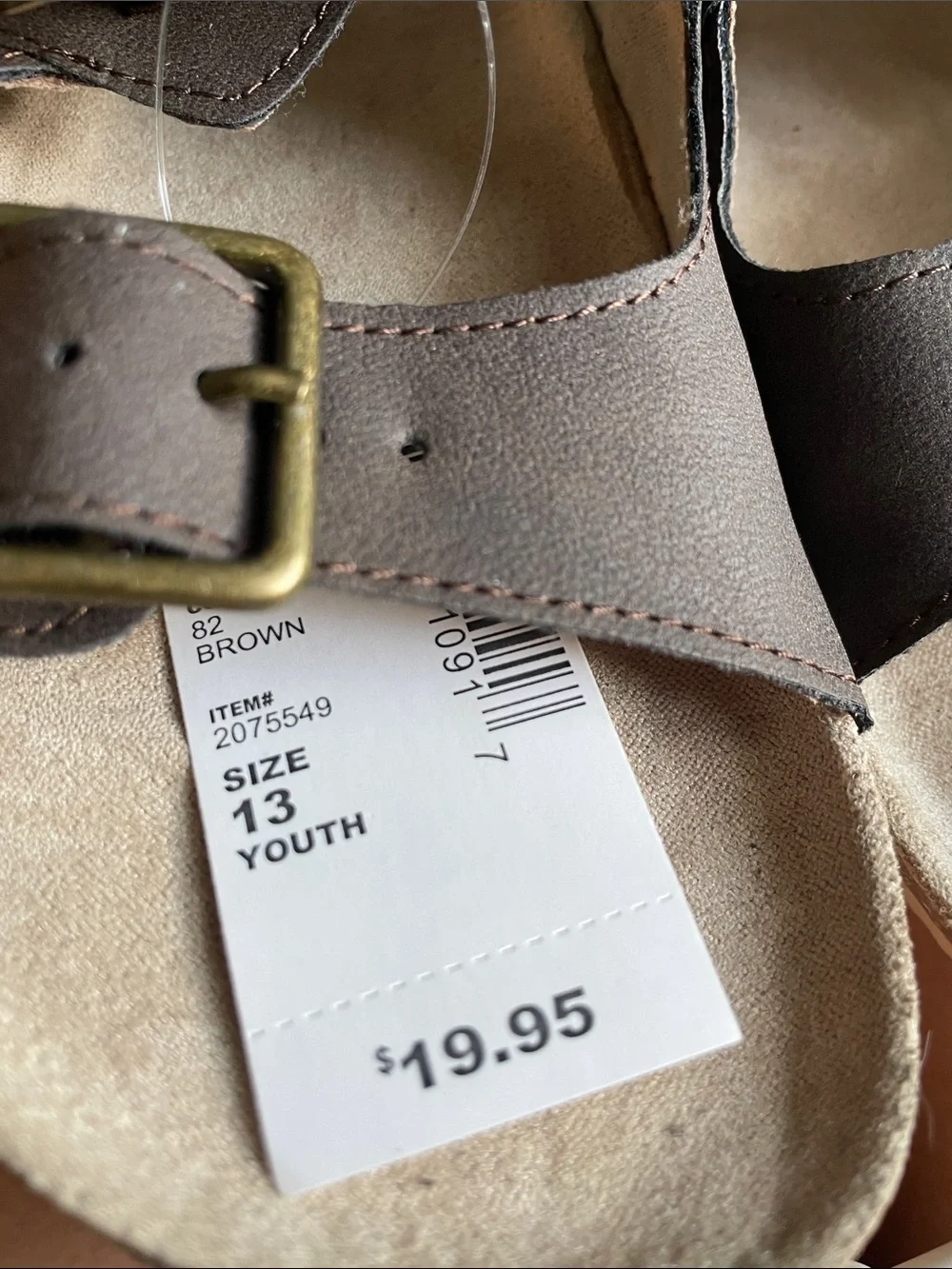 NWT Place Kids Brown Double-Buckle Comfort Sandals boys 13 or girls